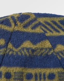Set Off Recycled Polar Fleece Beanie - Mountain Geo Khaki Green/Rich Navy