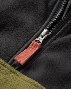 Set Off Recycled Polar Hooded Fleece - Black/Khaki Green