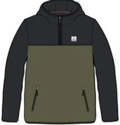 Set Off Recycled Polar Hooded Fleece - Black/Khaki Green