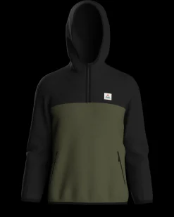 Set Off Recycled Polar Hooded Fleece - Black/Khaki Green