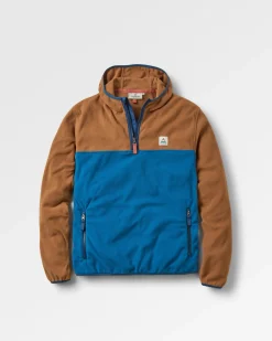 Set Off Recycled Polar Hooded Fleece - Toffee/Blue Steel