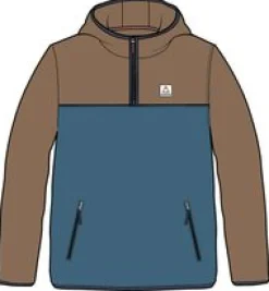 Set Off Recycled Polar Hooded Fleece - Toffee/Blue Steel