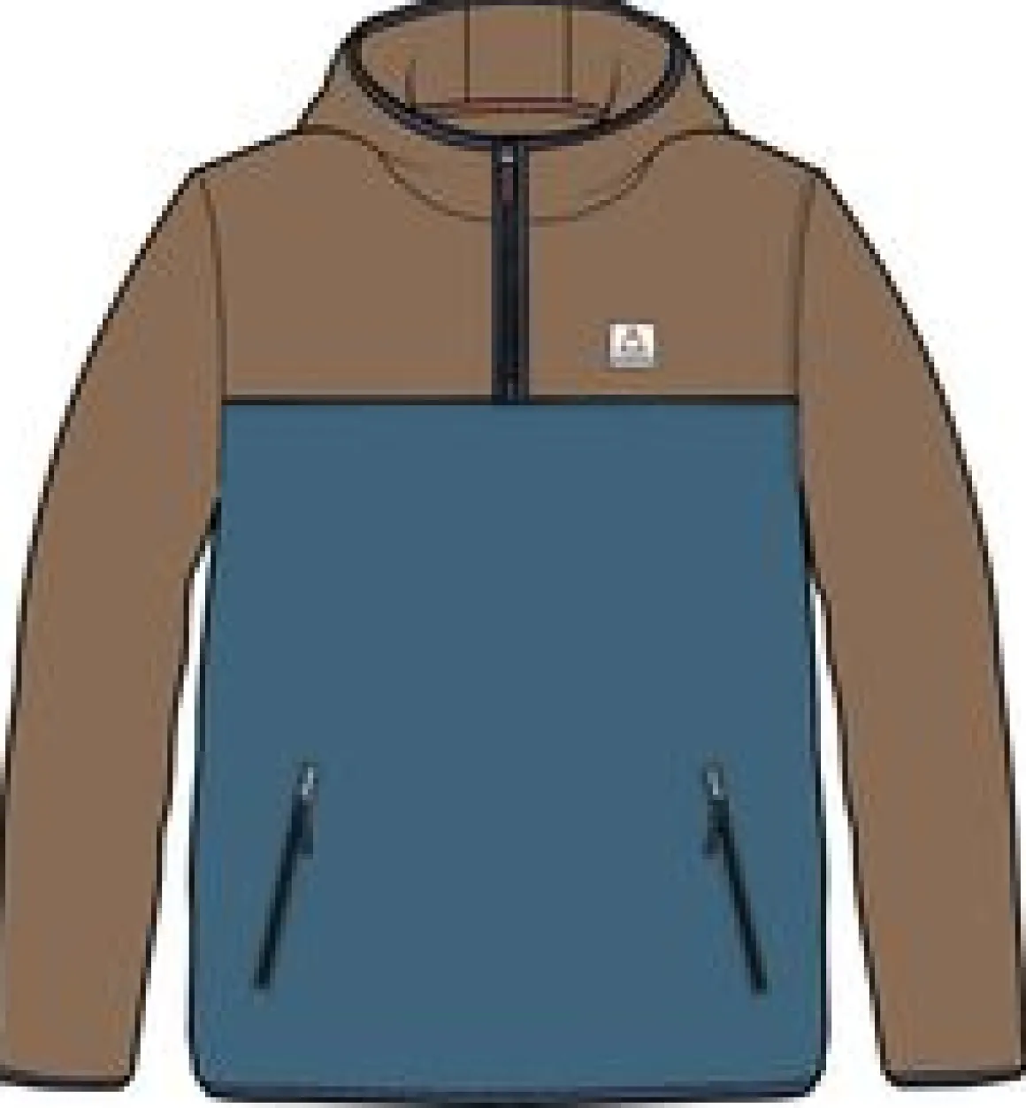 Set Off Recycled Polar Hooded Fleece - Toffee/Blue Steel