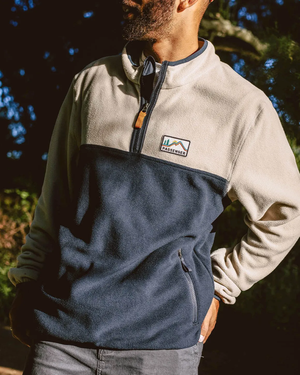 Set Off Recycled Polar Quarter Zip Fleece - Oatmeal