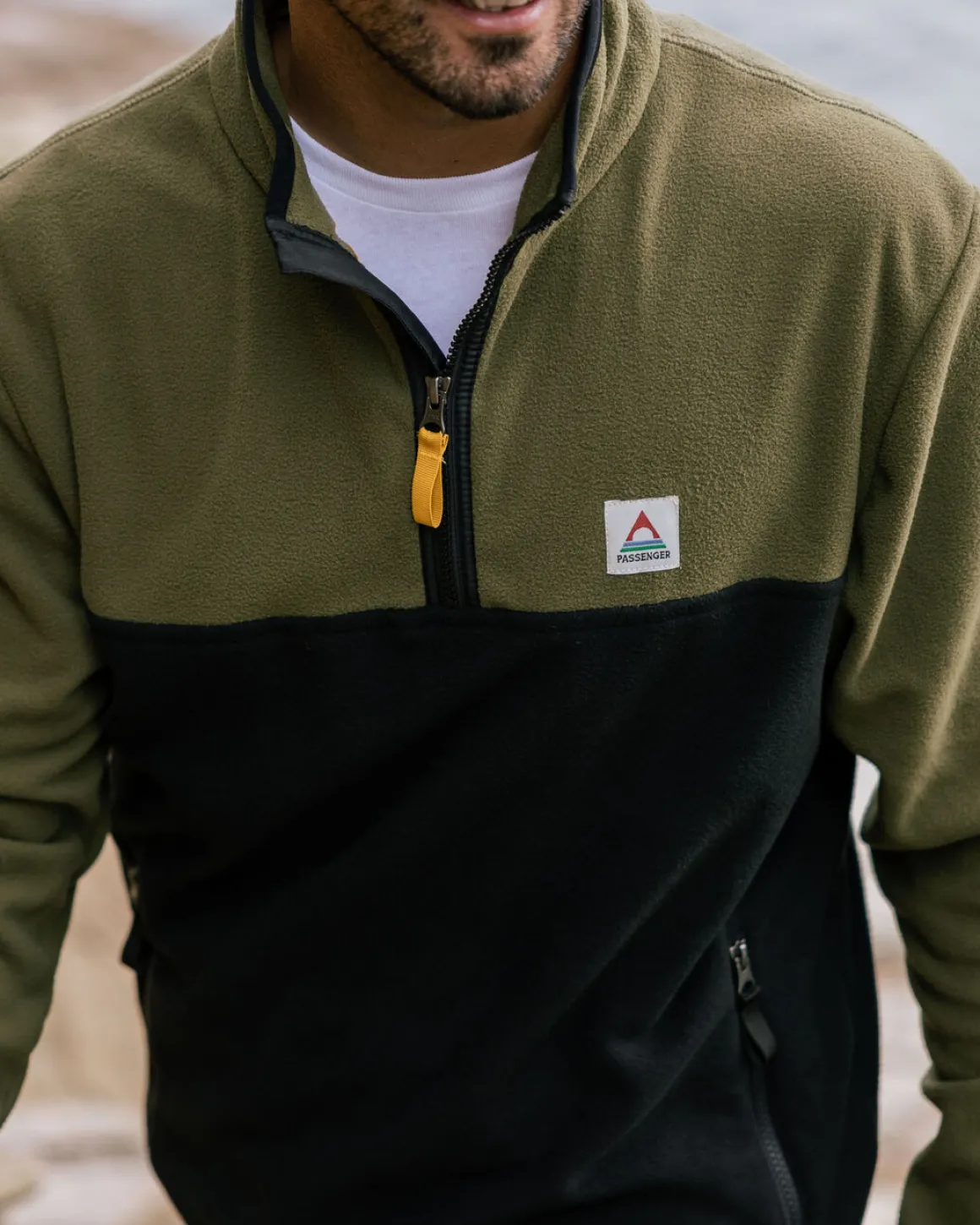 Set Off Recycled Polar Quarter Zip Fleece - Khaki