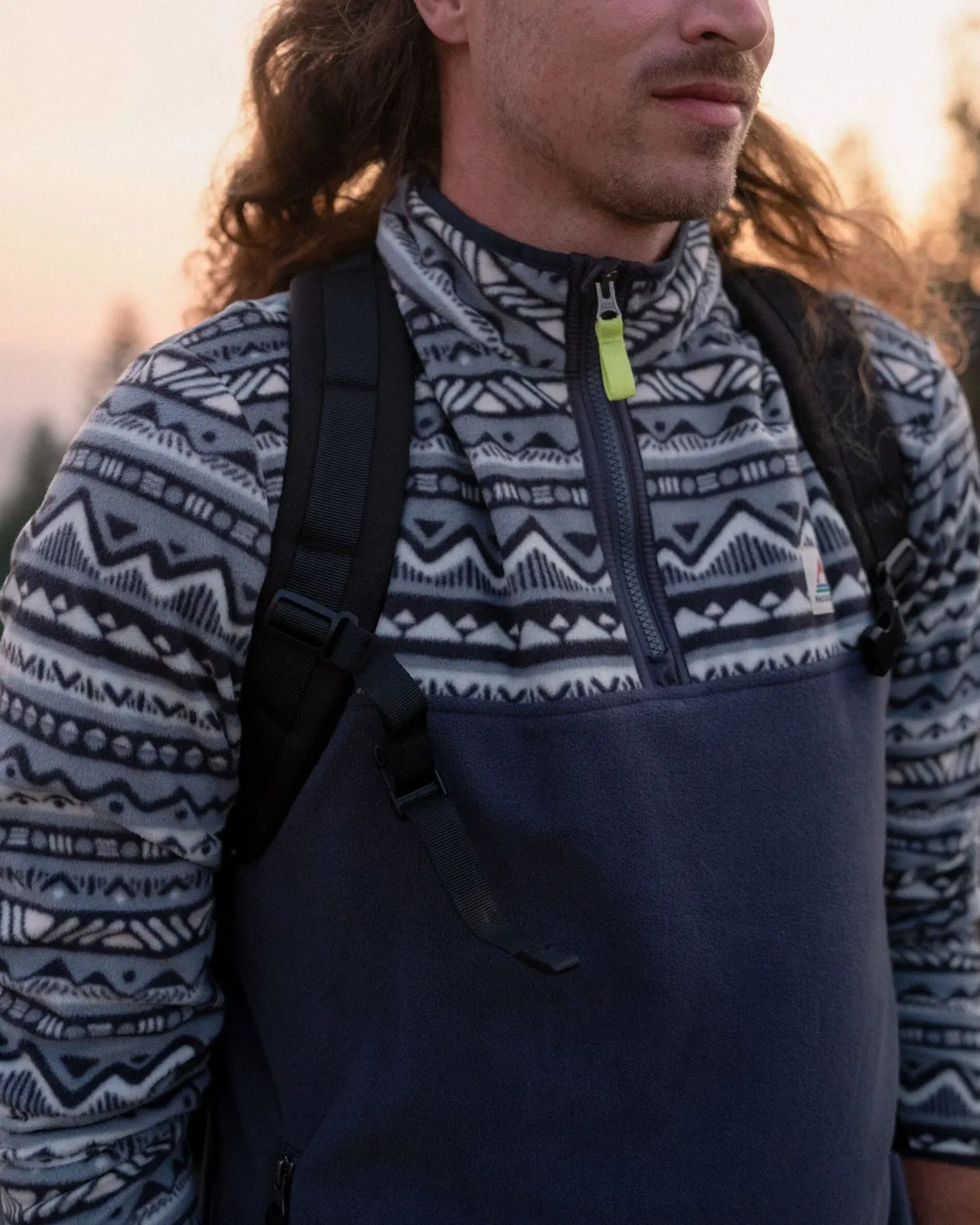 Set Off Recycled Polar Quarter Zip Fleece - Mountain Geo Stormy Sea