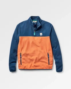 Set Off Recycled Polar Quarter Zip Fleece - Rich Navy/ Burnt Orange