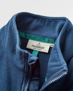 Set Off Recycled Polar Quarter Zip Fleece - Rich Navy/ Burnt Orange