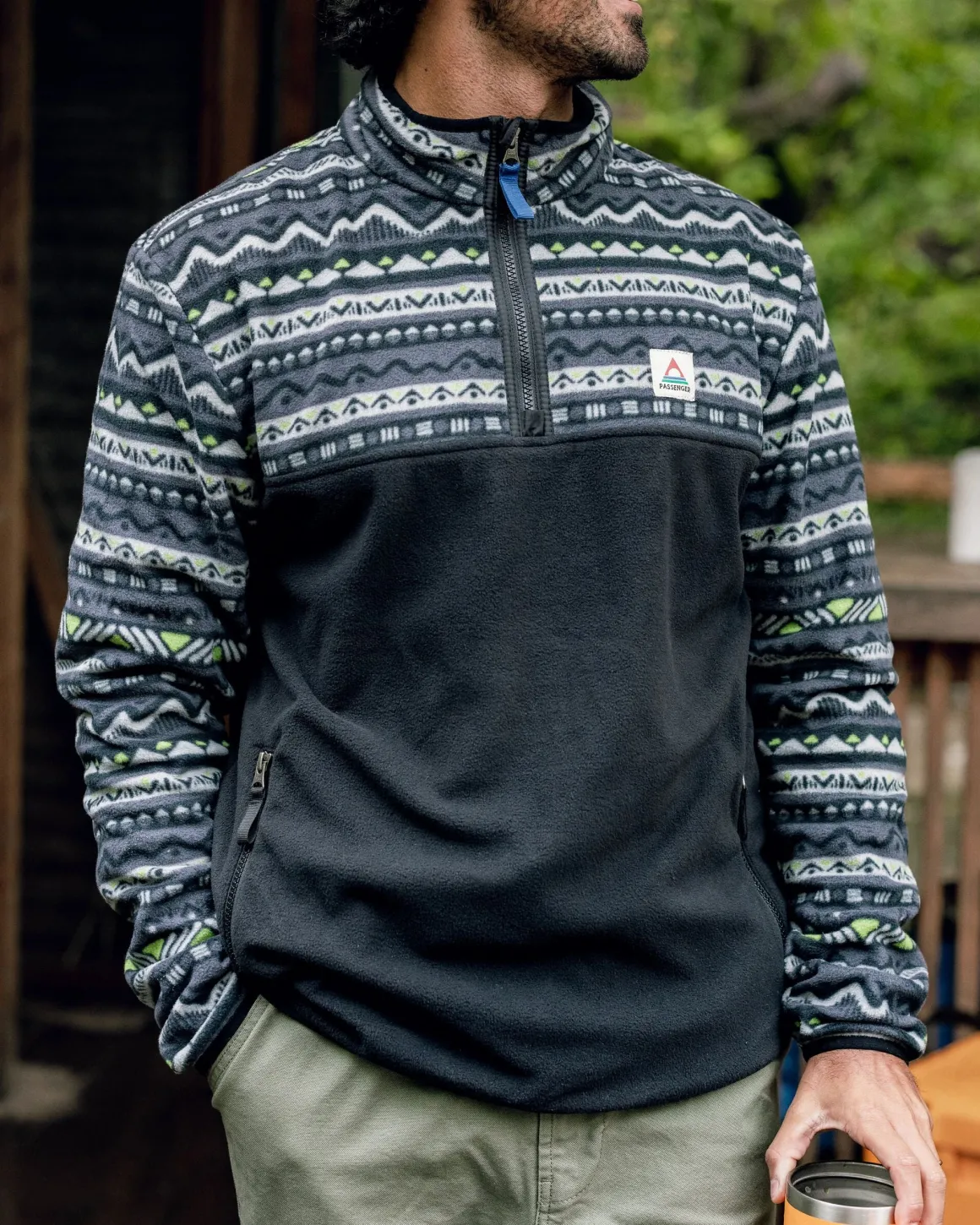 Set Off Recycled Polar Quarter Zip Fleece - Mountain Geo Charcoal