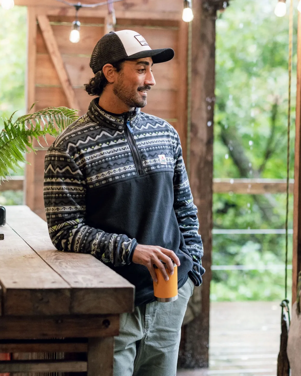 Set Off Recycled Polar Quarter Zip Fleece - Mountain Geo Charcoal