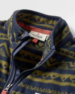 Set Off Recycled Polar Quarter Zip Fleece - Mountain Geo Khaki/Rich Navy