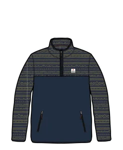 Set Off Recycled Polar Quarter Zip Fleece - Mountain Geo Khaki/Rich Navy