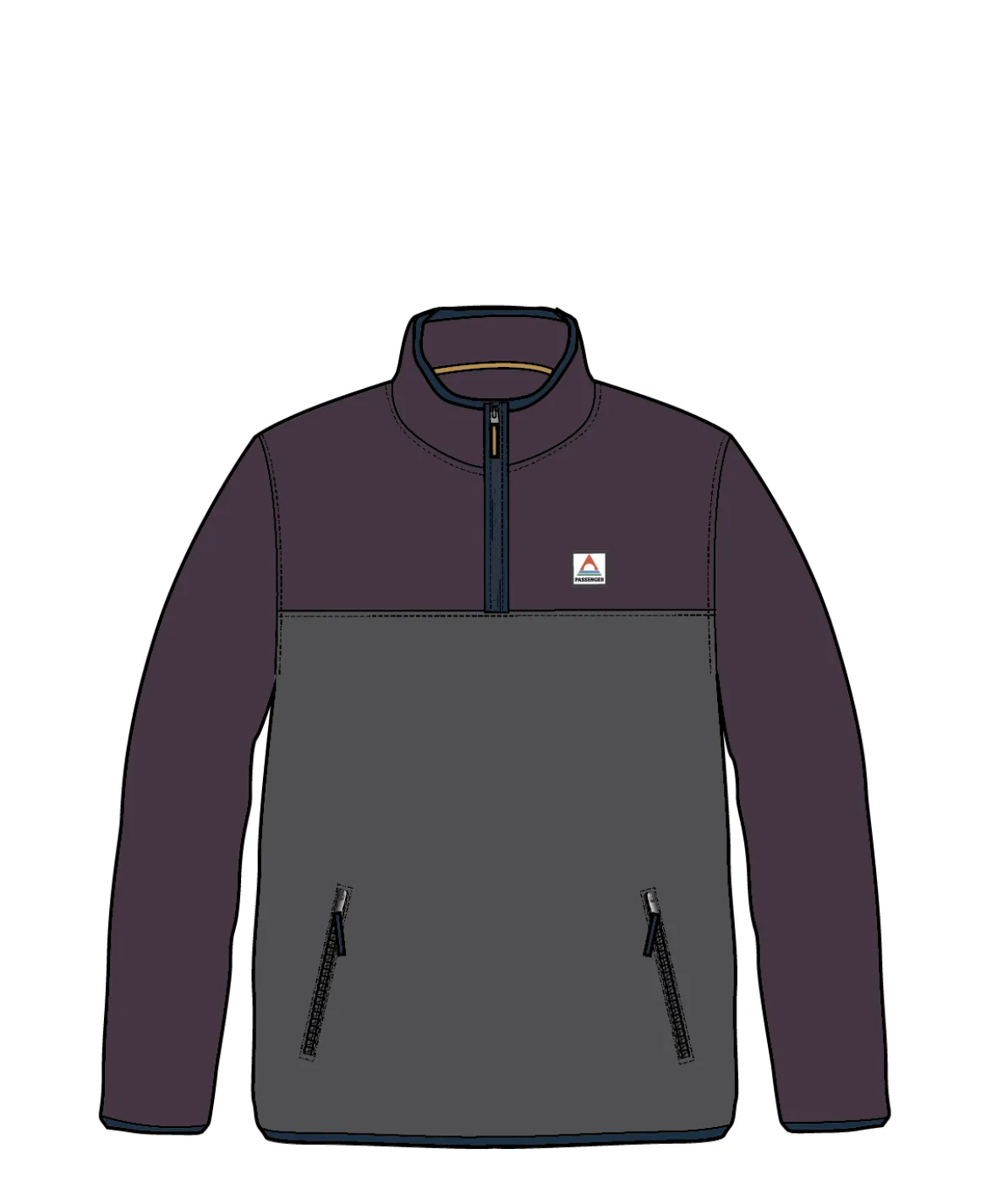 Set Off Recycled Polar Quarter Zip Fleece - Deep Plum/Charcoal
