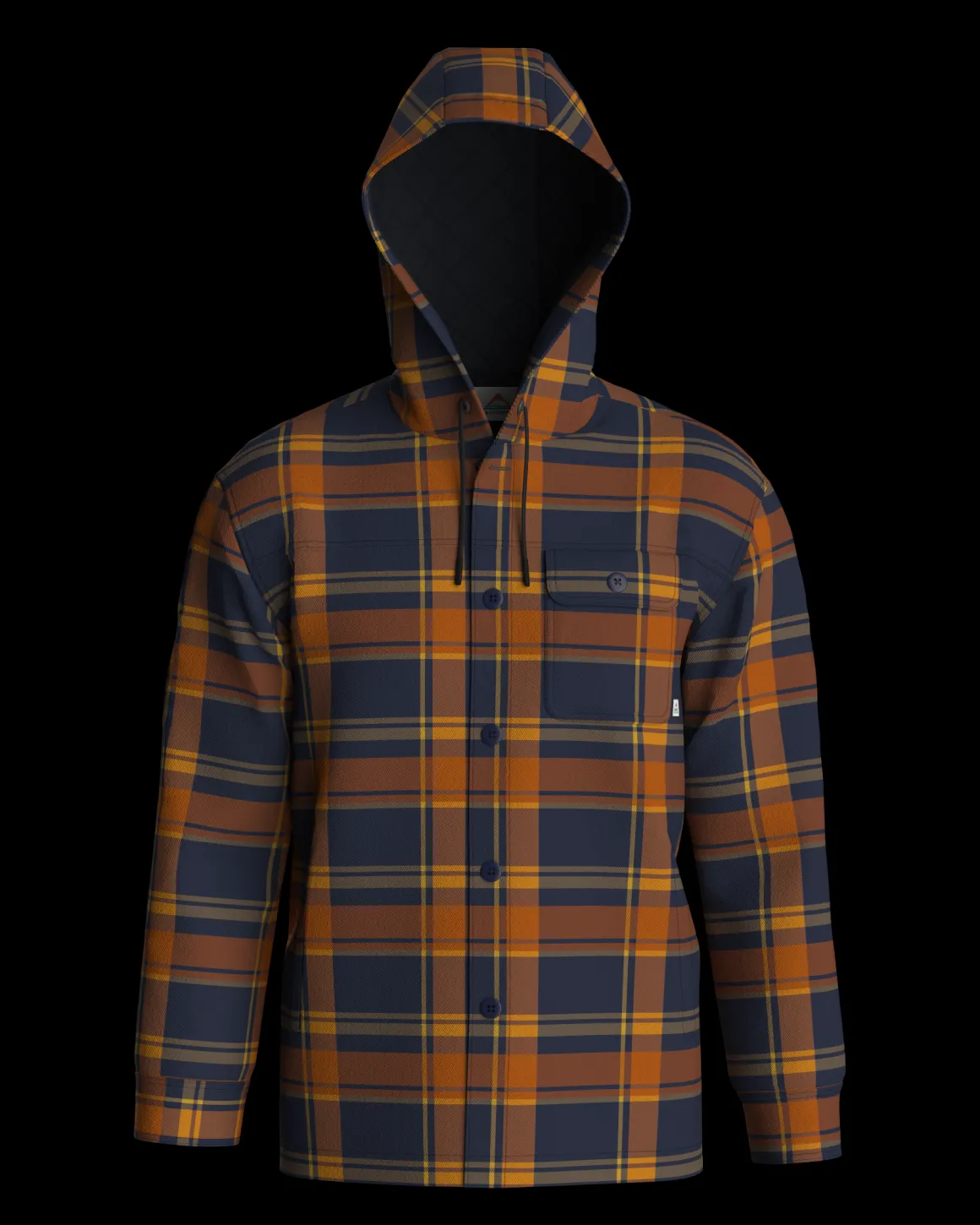 Sherwood Check Hooded Shirt Jacket - Rich Navy/Burnt Orange