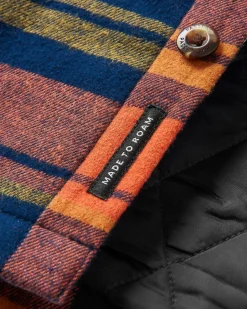 Sherwood Check Hooded Shirt Jacket - Rich Navy/Burnt Orange