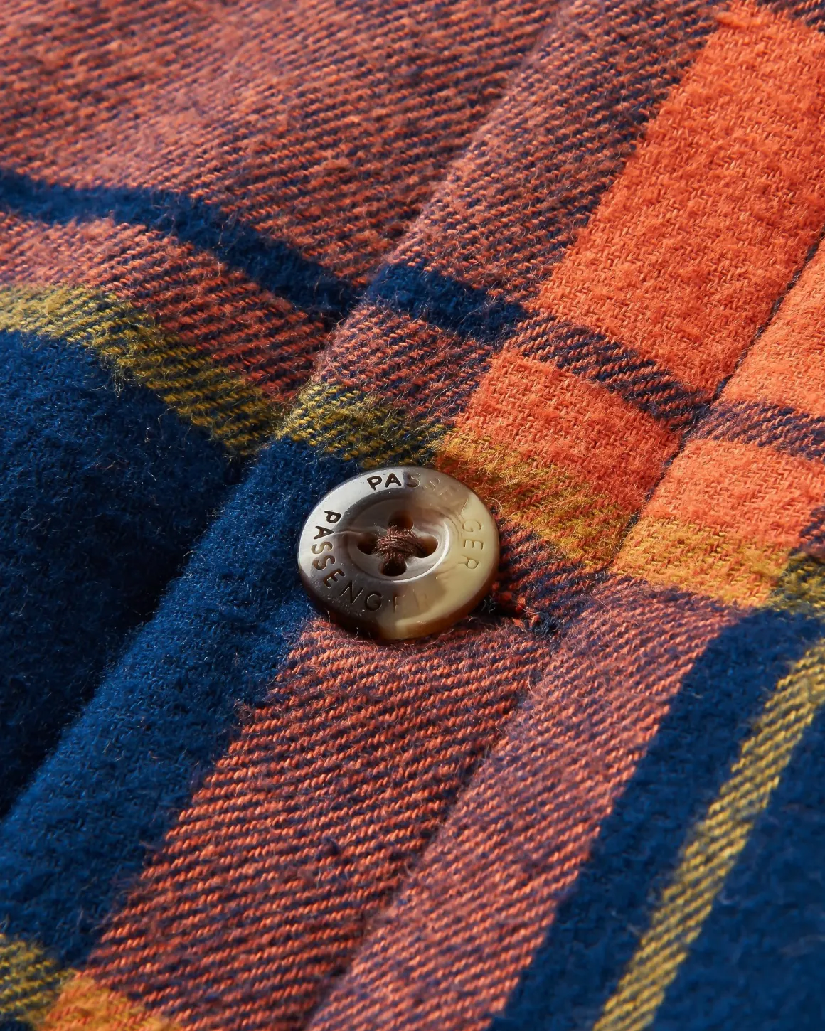 Sherwood Check Hooded Shirt Jacket - Rich Navy/Burnt Orange