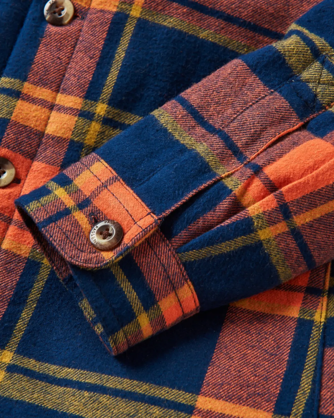 Sherwood Check Hooded Shirt Jacket - Rich Navy/Burnt Orange