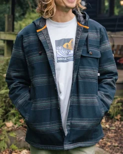 Sherwood Check Hooded Shirt Jacket - Black Stripe