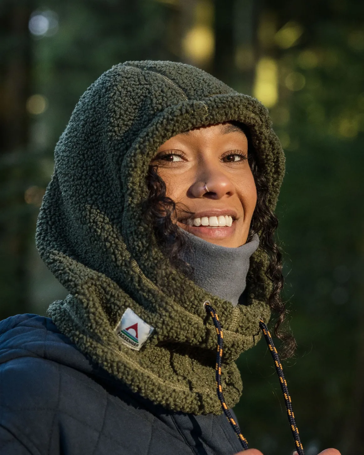 Snowdrift Recycled Fleece Hood - Khaki Green