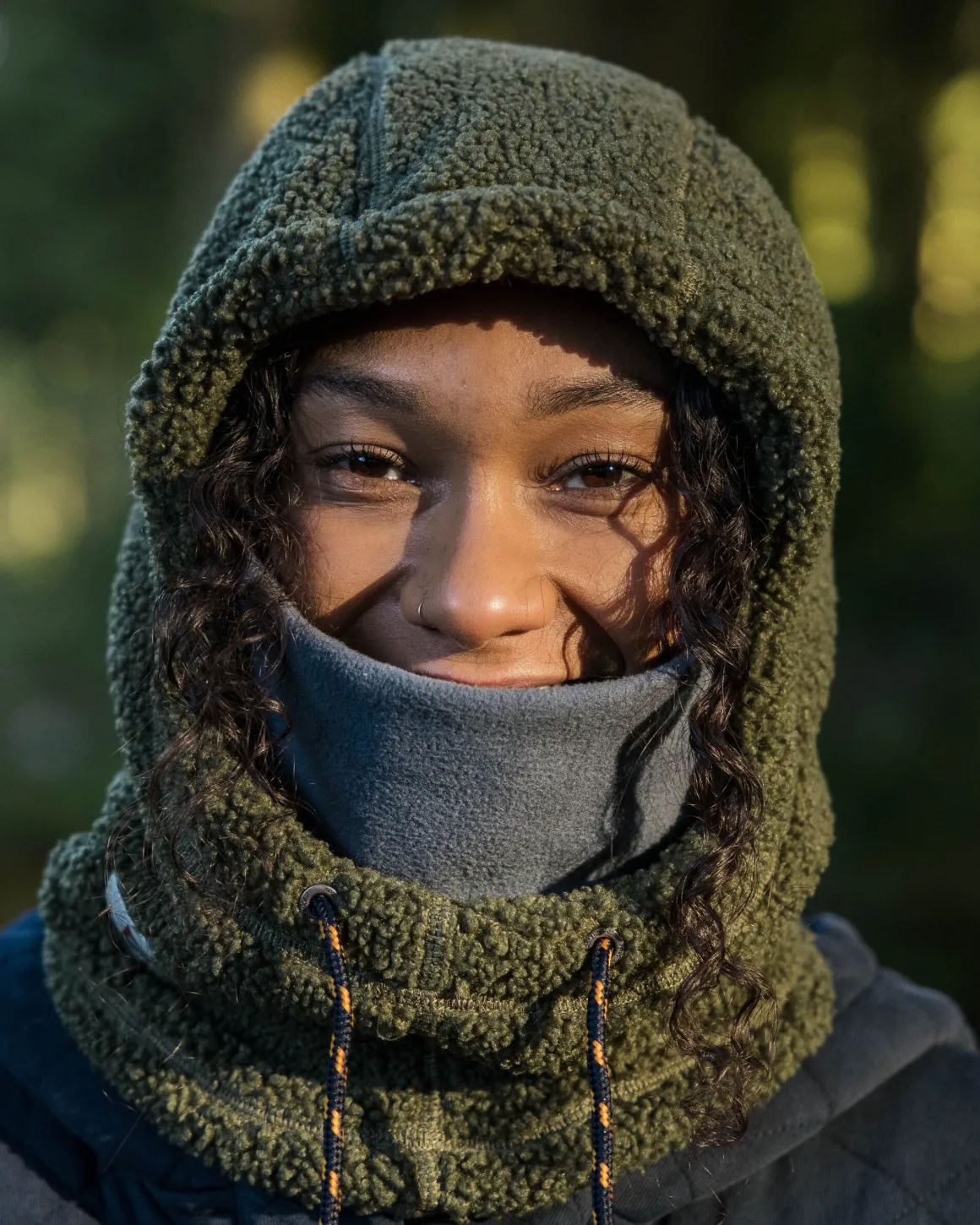 Snowdrift Recycled Fleece Hood - Khaki Green