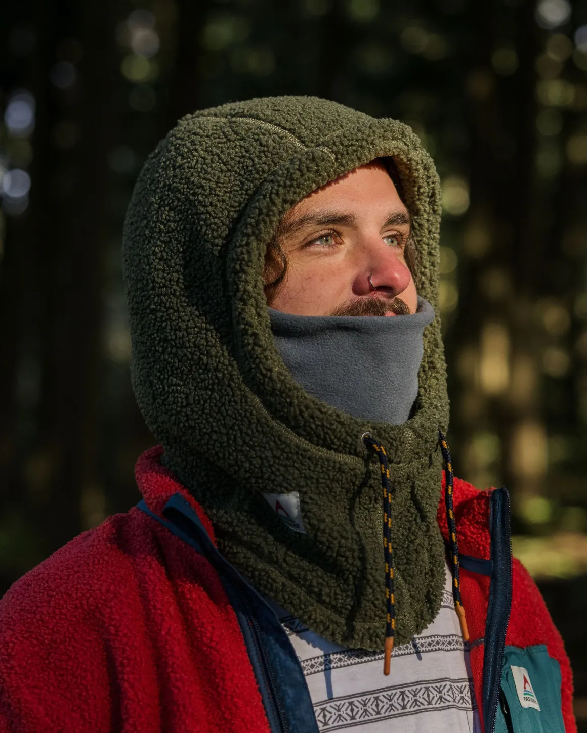 Snowdrift Recycled Fleece Hood - Khaki Green