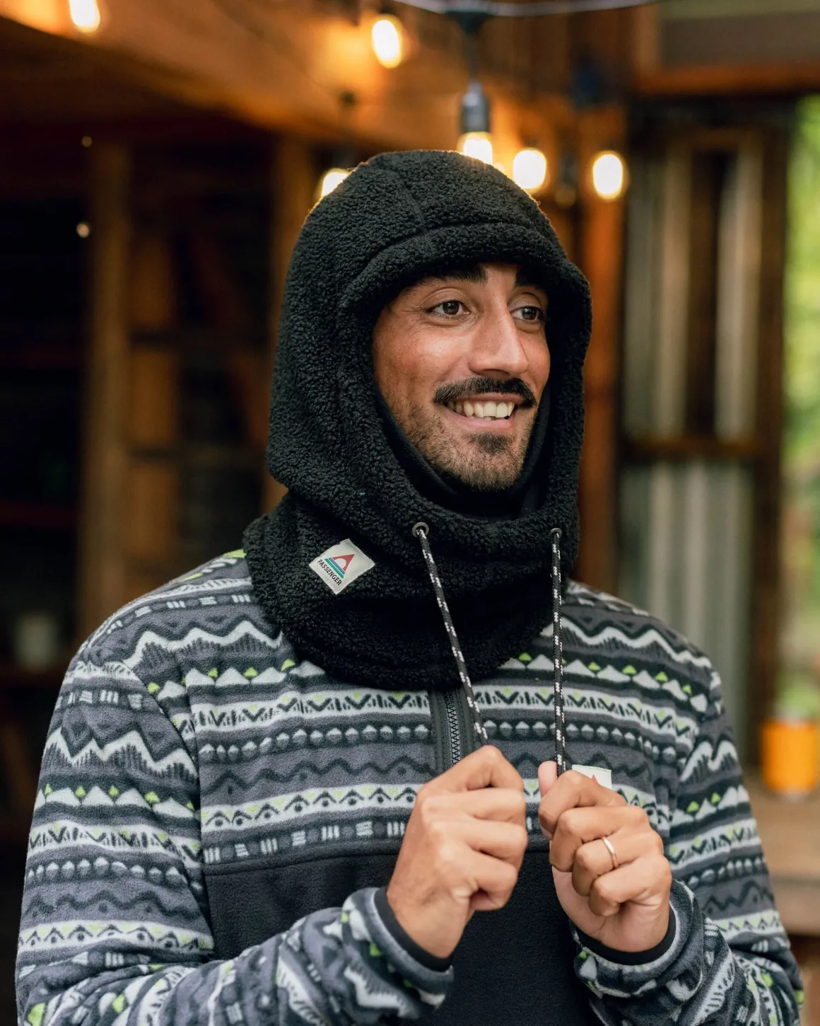 Snowdrift Recycled Fleece Hood - Black