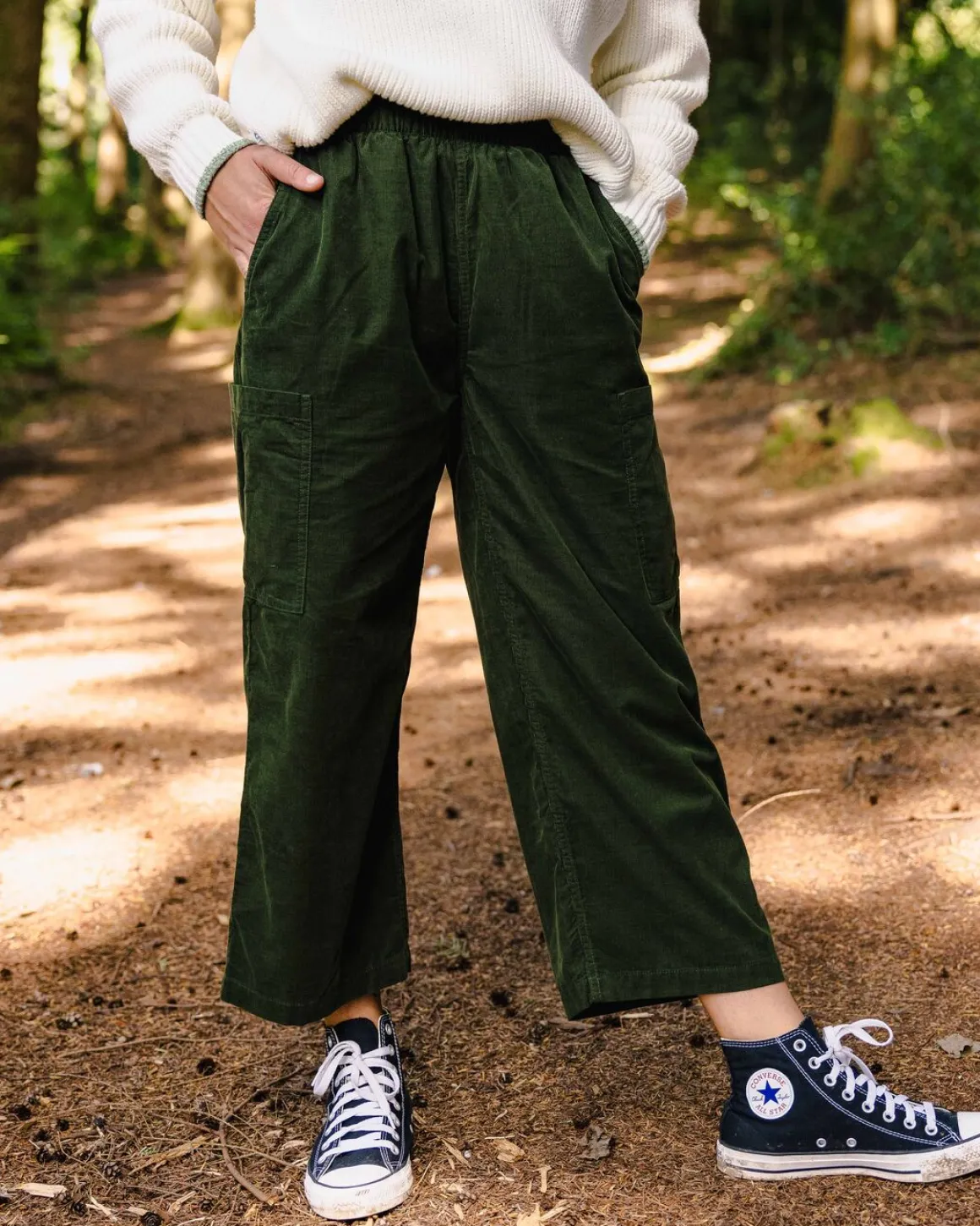 Someday Organic Cotton Corduroy Cropped Pant - Fir Tree