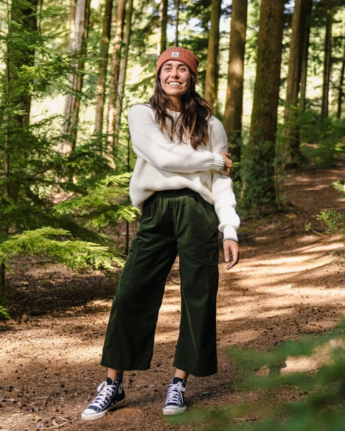 Someday Organic Cotton Corduroy Cropped Pant - Fir Tree