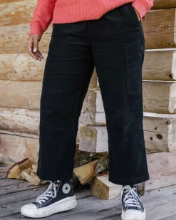 Someday Organic Cotton Corduroy Cropped Pant - Black