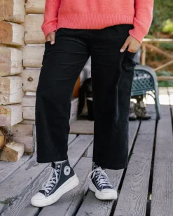 Someday Organic Cotton Corduroy Cropped Pant - Black