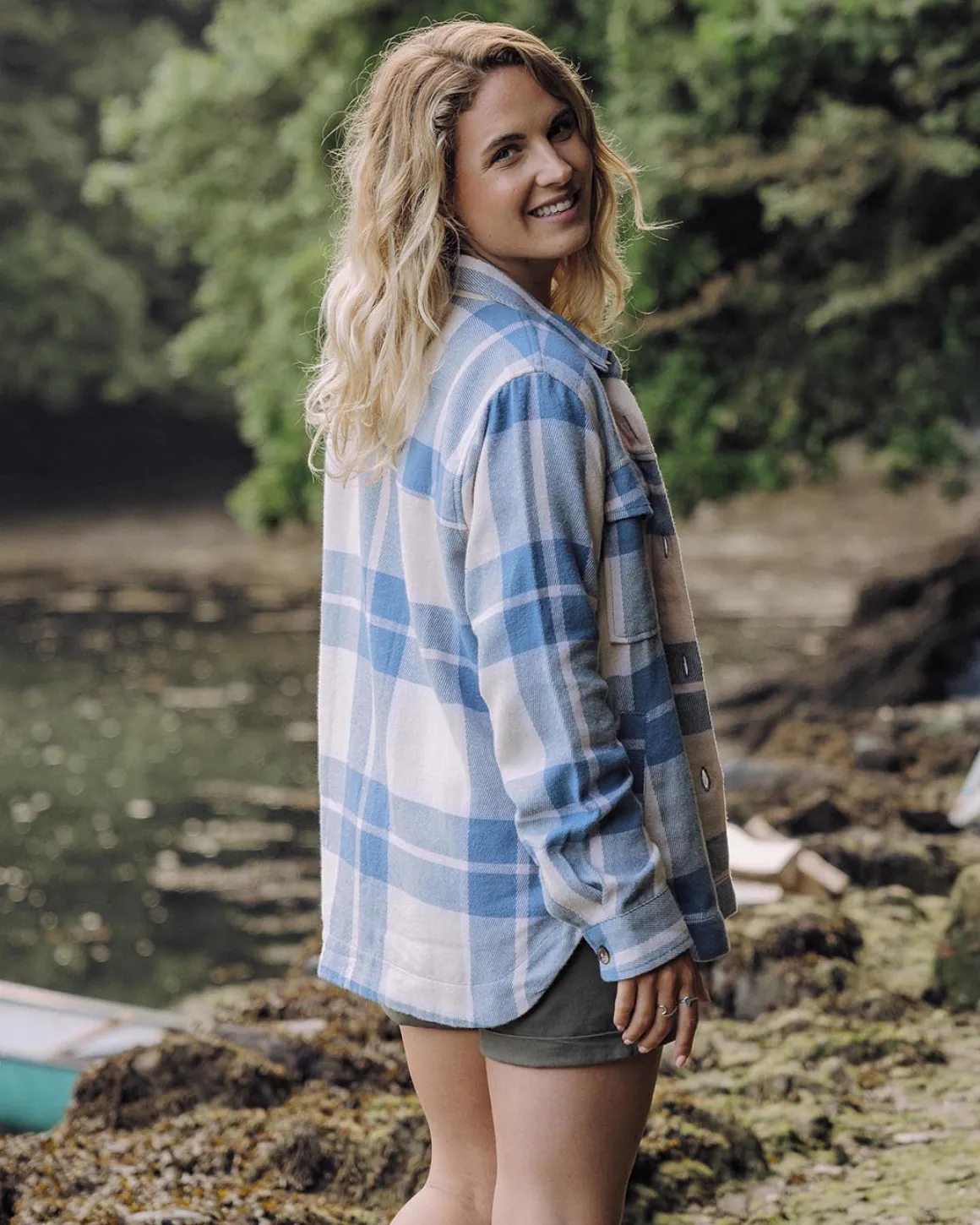 Stella Organic Cotton Long Sleeve Shirt - Provincial Blue Check