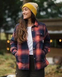 Stella Organic Cotton Long Sleeve Shirt - Rich Navy/ Red Ochre Check