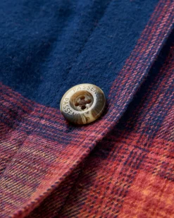 Stella Organic Cotton Long Sleeve Shirt - Rich Navy/ Red Ochre Check