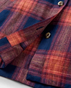 Stella Organic Cotton Long Sleeve Shirt - Rich Navy/ Red Ochre Check