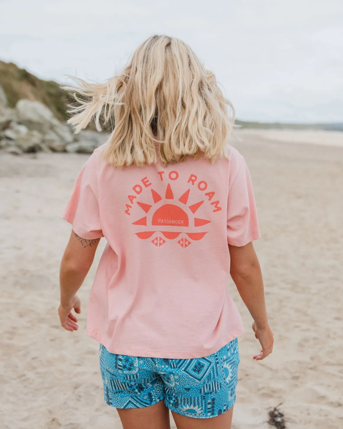 Sunburst Organic T-Shirt - Soft Shell Pink