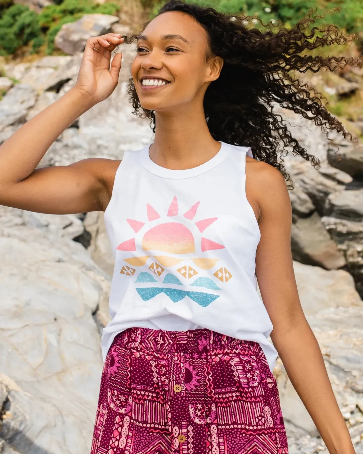 Sunray Recycled Cotton Tank Top - White