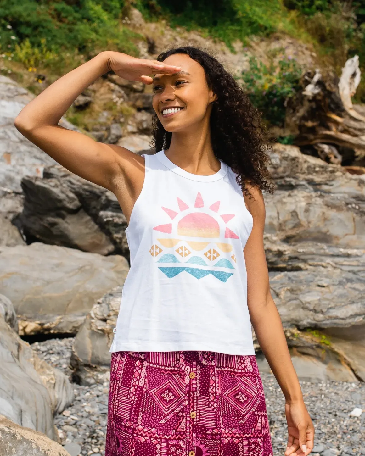 Sunray Recycled Cotton Tank Top - White