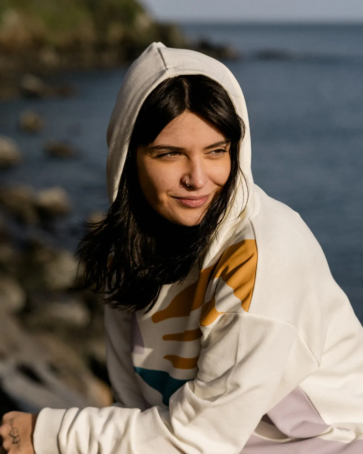 Sunsets Organic Cotton Hoodie - Marshmallow