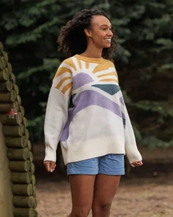 Sunsets Recycled Oversized Knitted Sweater - Marshmallow