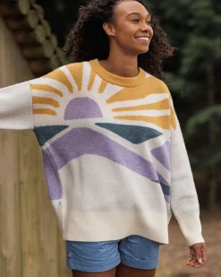 Sunsets Recycled Oversized Knitted Sweater - Marshmallow
