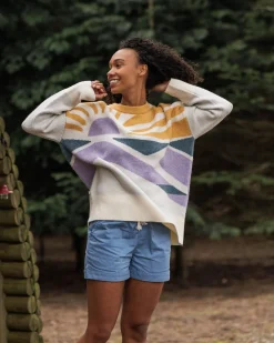 Sunsets Recycled Oversized Knitted Sweater - Marshmallow