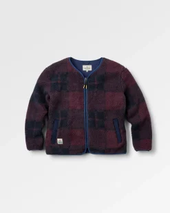 Tawny Recycled Deep-Pile Sherpa Jacket - Deep Plum/Deep Navy Check