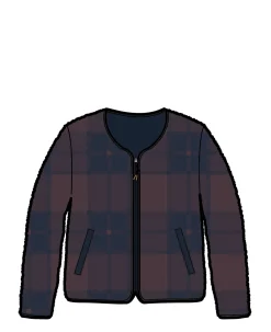 Tawny Recycled Deep-Pile Sherpa Jacket - Deep Plum/Deep Navy Check