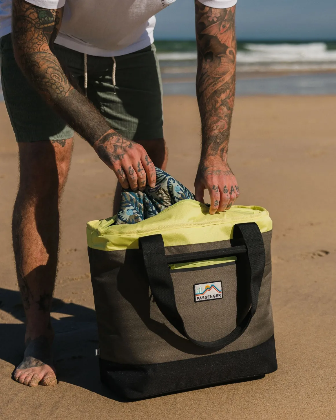 Tote Recycled Cooler Bag - Khaki Green Multi