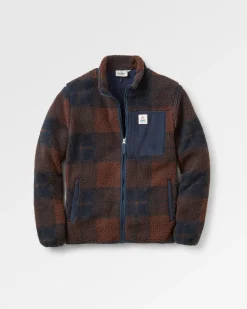 Trekker Recycled Deep-Pile Sherpa Fleece - Chestnut/Deep Navy Check