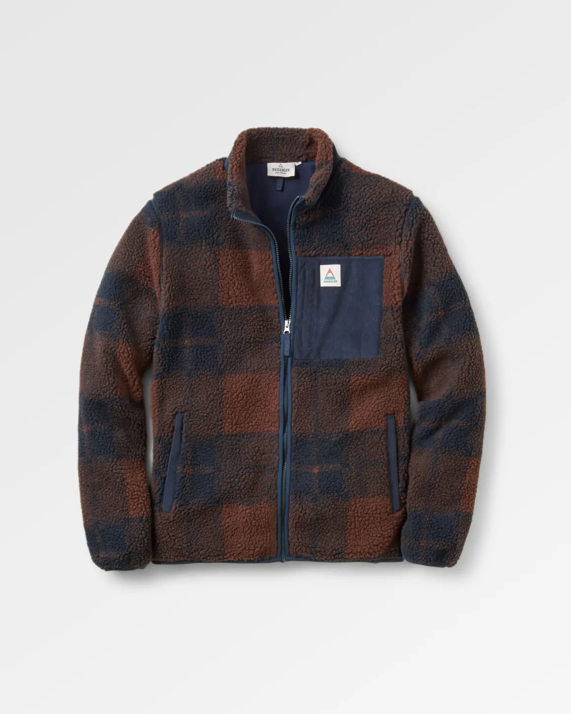 Trekker Recycled Deep-Pile Sherpa Fleece - Chestnut/Deep Navy Check