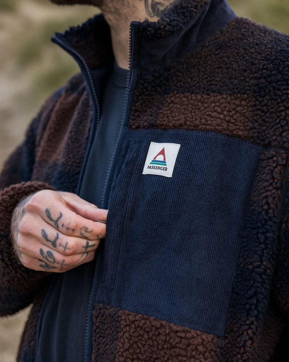 Trekker Recycled Deep-Pile Sherpa Fleece - Chestnut/Deep Navy Check