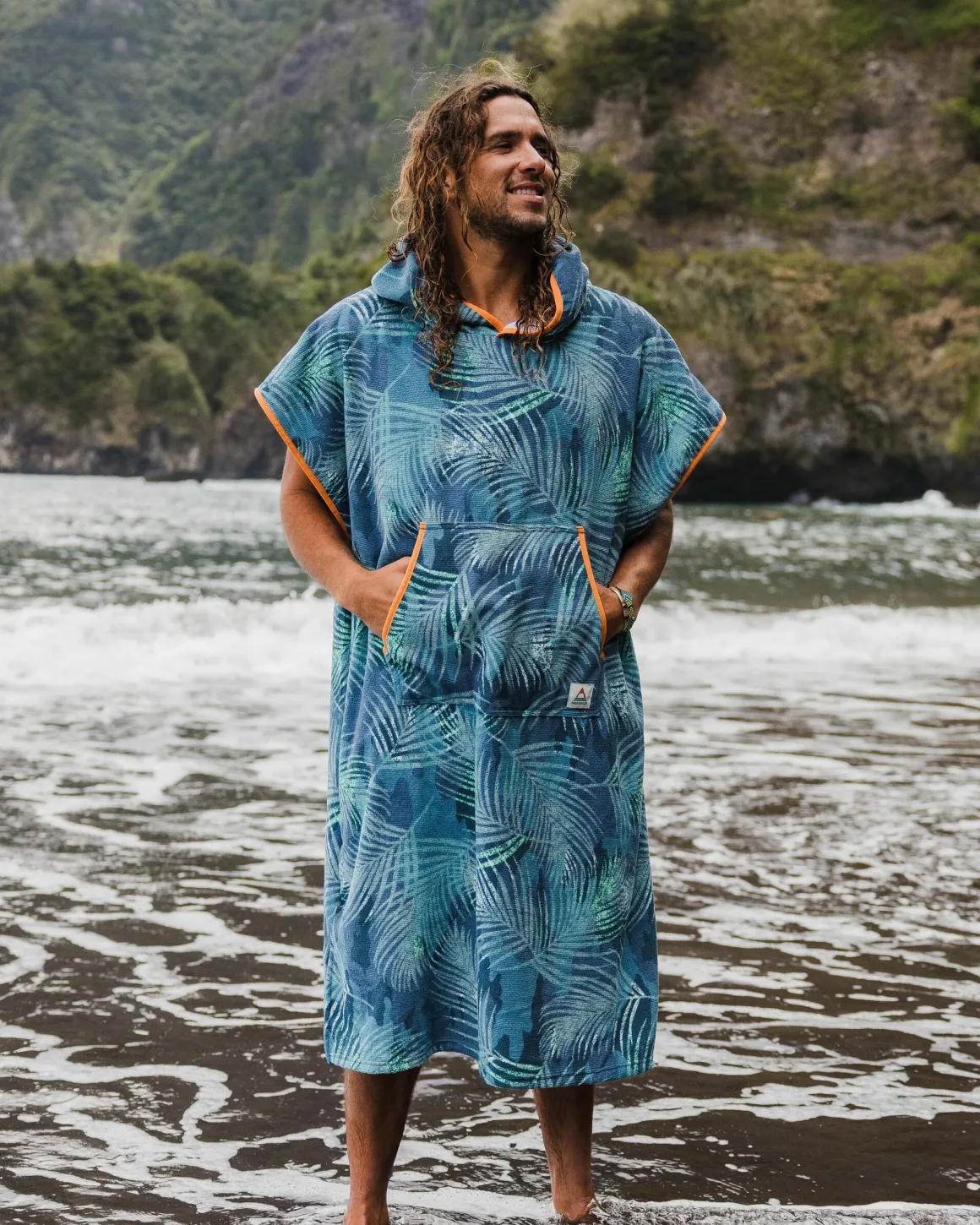 Tulum Recycled Towel Poncho - Palm Camo Moonlight
