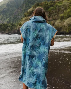Tulum Recycled Towel Poncho - Palm Camo Moonlight