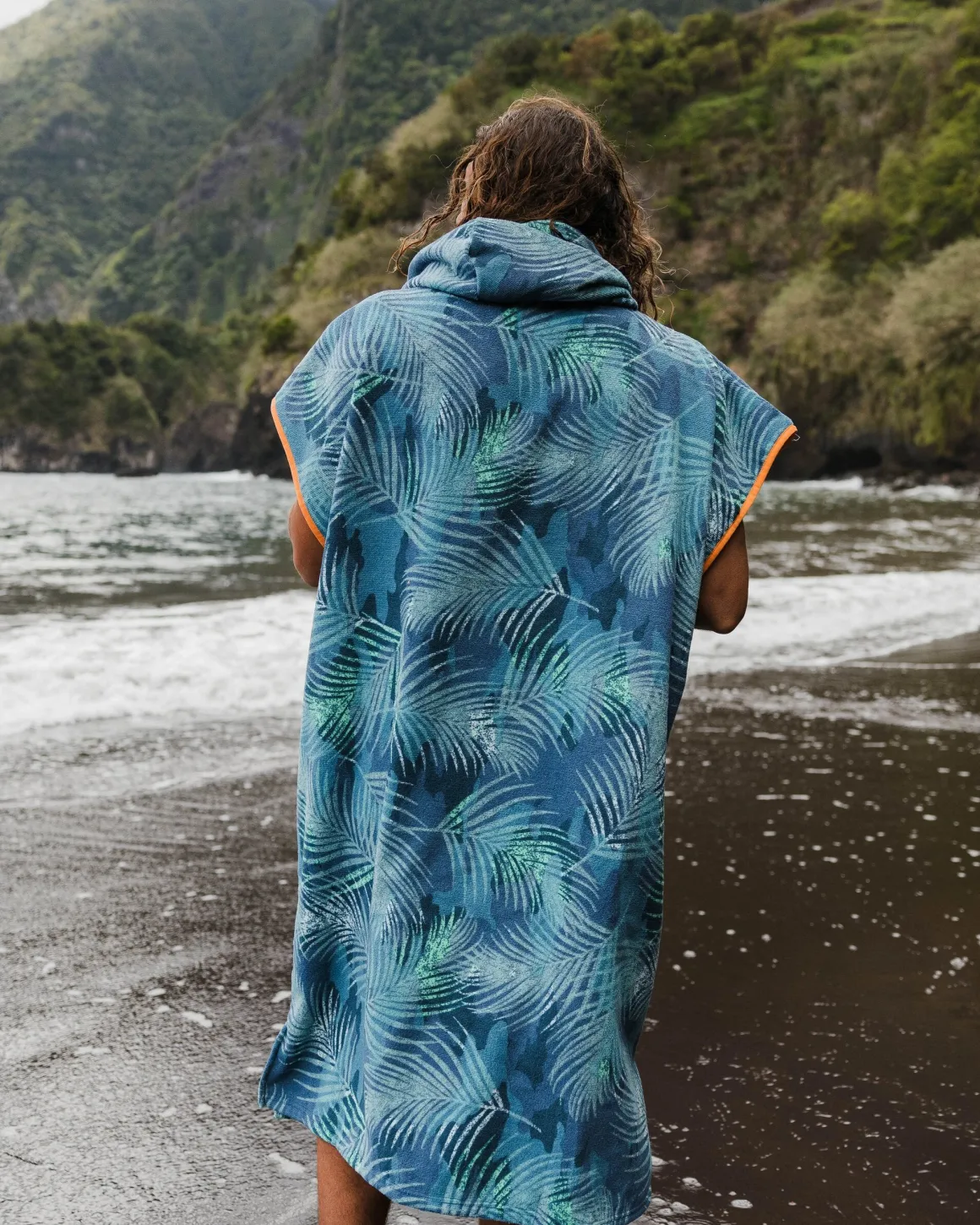 Tulum Recycled Towel Poncho - Palm Camo Moonlight